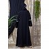 Front open embroidery abaya with Bell sleeves- Black